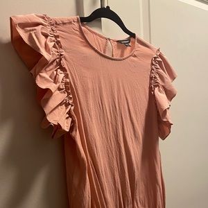 NWOT: Light Pink Express Body Suit Ruffled sleeve